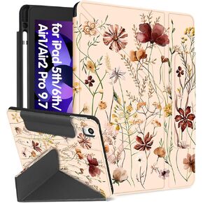 for iPad 6th/5th Generation 2018/2017 Case for iPad Air 2nd/1st Pro 9.7 Inch with Pencil Holder Cute Cool Cartoon Anime Kawaii Design Tablet Cover for Boys Girls Women, Red Eyes