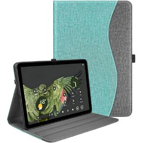 Case for Google Pixel Tablet (11-inch, 2023), Multi-Angle Viewing Protective Stand Cover with Pencil Holder & Pocket and Protective Tape, Compatible with Charging Speaker Dock, Gray
