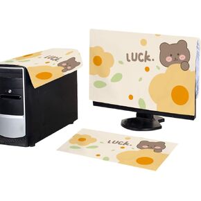 WAYUTO 3Pcs Computer Dust Cover Set Keyboard Computer Host Pc Monitor Tower Protector Dust Proof Computer Case Covers for Desktop CPU Bear 19Inch