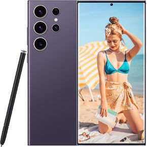S24 Ultra Cell Phones 5G Unlocked Phones,Smartphone with Tool Pen, Android 14.0 Cell Phone 6GB+256GB Dual SIM Dual Standby (Purple)
