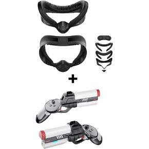 APEXINNO Facial Interface Face Pad Cover Compatible with Meta Quest 3S VR Accessories,Handle Attachments for Quest 3S Meta Quest 3 Accessories Haptic Pistol & Grips for Immersive FPS Action