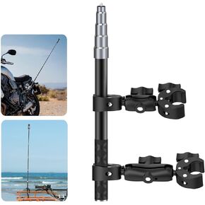Motorcycle Handlebar Mount Dual Clamp Kit with 59" Invisible Selfie Stick - Anti-Slip Locking Mechanism for Insta360 X4/X3/X2/GO3 & GoPro (Universal Bike Mount Accessories)
