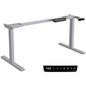 ANSEL DUAL ELECTRIC MOTOR DESK ، ارتفاع العمود العكسي من مرحلتين قابلة للتعديل ، محطة عمل كمبيوتر المكتب المنزلي مقف ، سعة مفاتيح للذاكرة ، 300 رطل ، لتتصدر ما يصل إلى 24 "× 70" ، الإطار الأسود فقط