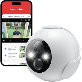 SwitchBot Wireless Security Camera 2K, Waterproof Outdoor Camera with 10000mAh Battery Powered, Color Night Vision, AI Human/Pet Motion Detection, Alexa Compatible, 256GB Local & Cloud Dual Storage