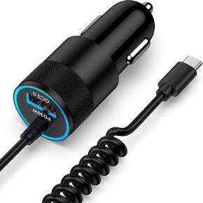 Fast Car Charger for iPhone 16e, 16, 16 Pro Max, 16 Pro, 16 Plus, 15 Series, Car Adapter Plus with 2.8FT Coiled Cable