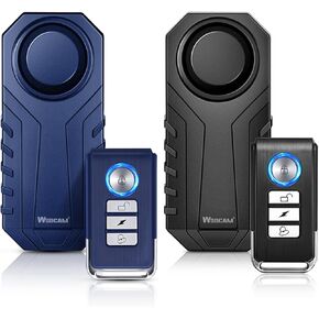 WSDCAM Bike Alarm with Remote 2 Pack (Black + Blue), 113dB Wireless Anti-Theft Vibration Alarm Door Alarm Motorcycle Bicycle Vehicle Security Alarm System