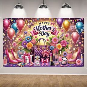 Happy Mothers Day Backdrop for Photography Happy Mother's Day Banner Best Mom Moms Day Party Decorations and Supplies for Home Party-71×43''