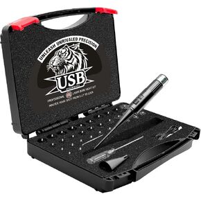 USB Rechargeable Laser Bore Sight Professional Green Bore Sight Laser Kit with 35 Adapters fit 0.17 to 12GA Calibers, Multiple Caliber Laser Bore Sighter Laser Boresighter for Rifles Pistols Handgun