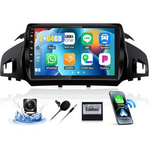 2+64GB Car Stereo Radio with Wireless CarPlay Android Auto for 2014 2015 2016 2017 Ford Escape Radio, 9" Android 13 Head Unit Touch Screen Car Radio with HiFi GPS WiFi Bluetooth FM AHD Backup Camera