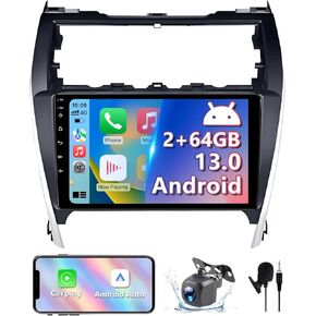 Android 13 Car Radio Compatible with Toyota Camry 2012 2013 2014, 10.1 Inch 2+64GB Car Head Unit Stereo Support Carplay/Android Auto MirrorLink, GPS Navigation WiFi Bluetooth