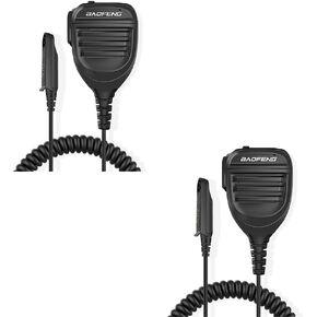 BAOFENG 2 Pack UV-9R Plus Ham Radio Dual PTT Mic SQ27K IP57 Waterproof Remote Shoulder Mic Handheld for GMRS Two Way Radio UV-9R PRO GMRS-9R UV-9G UV-XR (Black-Dual PTT)