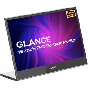 MP Mobile Pixels Portable Laptop Monitor, Glance Travel Monitor 16" 1080P FHD HDMI USB Type C Monitor, Built-in Dual Speakers, Tilt Adjustment & Non-Slip Mobile Monitor for PC, macOS, Windows, PS4/5