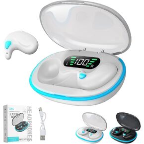 Bone Conduction Sleep Bluetooth Earbuds, in-Ear 5.3 Wireless Noise Canceling Earbuds for Sleep, Wireless Headphones Rechargeable Sleeping Earphones(White)