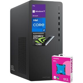HP Victus 15L i7 RTX 4060 Premium Gaming Desktop, Intel i7-14700F (Beats i9-12900F), GeForce RTX 4060, 32GB RAM, 1TB SSD, RJ-45, DisplayPort, Wi-Fi 6, W11P, Black Bundle with Adata 512 External SSD