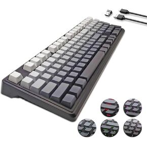 Wireless Mechanical Keyboard, Tri-Mode BT5.0/2.4GHz/USB-C Hot Swappable Custom Keyboard, Side Printed PBT Keycaps, RGB Backlit Gaming Keyboard for Business Trips,Office,PC Games (Gradient Gray)