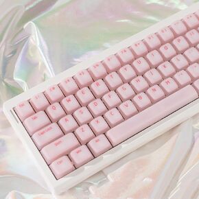 113 Keys Cute Pink Keycap, Cherry Profile Silicone Keycaps Set for 60% 65% 75% 95% Mechanical Keyboards Cherry Mx Gateron Swithes