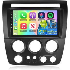 NHOPEEW [2+64G] Car Radio for Hummer H3 2005-2010 - Wireless Carplay and Android Auto - 9 Inch Touch Screen Android 13 Car Stereo - DSP/WiFi/GPS Navigation/SWC/Bluetooth + AHD Backup Camera