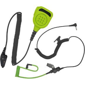 Waterproof Shoulder Mic with 3.5mm Listen Earpiece Walkie Talkie Lapel Microphone Hands Free Speaker Mike for Kenwood Nexdge tk385 nx300 nx5300 nx500 p25 (Green)