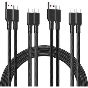 4 Pack Braided Charging Cable 60W 3.1FT(2 Pack USB to USB C Cable and 2 Pack USB C to USB C Cable) Type C 60W Fast Charging Cable for iPhone,iPad,AirPods,MacBook,Samsung,Moto and More(Black)