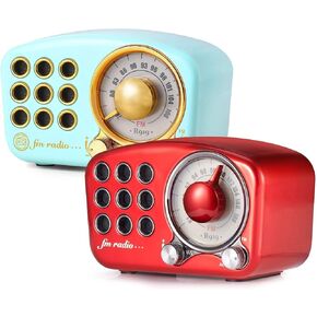 Greadio Retro Bluetooth Speaker, Vintage Radio FM Radio with Old Fashioned Classic Style, Strong Bass Enhancement, Loud Volume, Bluetooth 4.2 Wireless Connection, TF Card and MP3 Player (Blue+Red)