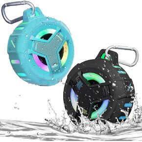 EBODA Waterproof Bluetooth Speaker with LED Light Show, Floating,Portable Wireless 24H Playtime,True Wireless Stereo for Kayak, Pool, Beach, Bike -BLK-BLU