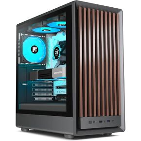 M1 PC Case -Walnut Front pane Pre-Installed 4 PWM ARGB Fan, ATX Mid-Tower Gaming PC Case, with Type-C,FOIFKIN (Black, M1)