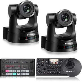 FoMaKo PTZ Camera, AI Auto Tracking, 20x Optical Zoom HDMI PTZ Camera (2pcs) +M1 Video Mixer Switcher+ KC608 Pro PTZ Controller (BH202 +M1)