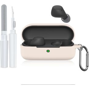 for Sony WF-C510 Case Cover, Soft Silicone Protective Earbuds Cover, Only Compatible for Sony WF-C510 with Carabiner & Cleaner Kit Accessories Set(Black)