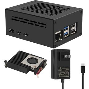 Geekworm Metal Case P579-V2+Power Supply+Active Cooler H505 for Raspberry Pi 5 Support X1000/X1001/X1003/X1004/X1015/M901