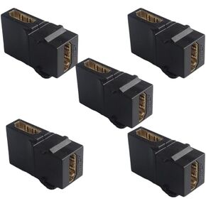 5-Piece HDMI Elbow 90 Degree trapezoidal 4K Female to Female Coupler Plug-in Wall Panel Connector - Black