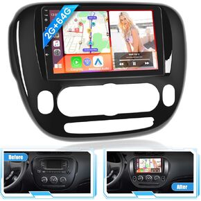 Android 13 Car Stereo for Kia Soul 2014 2015 2016 2017 Wireless Carplay Android Auto, 2+64GB, 9 Inch Touch Screen Bluetooth Car Radio GPS WiFi SWC AHD Backup Camera
