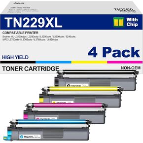 TN229XL Toner Cartridges Compatible for Brother TN229 MFC-l3720cdw MFC-l3780cdw MFC-l3280cdw HL-L3220cdw Printers (4 XL Pack)