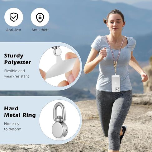 MoKo 2 Pack Phone Tether Tab, Rotatable 360° Phone Lanyard Patch, Polyester Phone Strap Replacement Part with Metal Frosted Ring, Universal Phone Strap Tabs for Most Full Coverage Phone Cases, Black in Saudi Arabia