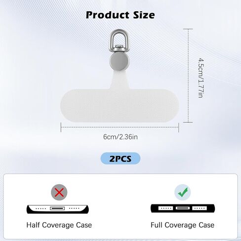 MoKo 2 Pack Phone Tether Tab, Rotatable 360° Phone Lanyard Patch, Polyester Phone Strap Replacement Part with Metal Frosted Ring, Universal Phone Strap Tabs for Most Full Coverage Phone Cases, Black in Saudi Arabia