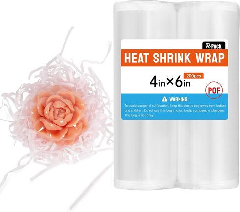 Heat Shrink Bags, 200 Pieces 6x12" Heat Shrink Wrap for Book, Bath Bombs, Bags, Jars and Homemade DIY Projects in Saudi Arabia