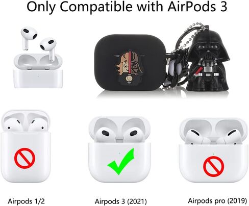 Case for AirPods 3rd Generation Earbuds with Doll Lanyard Carabiner, Silicone Cute Cover Protective Shockproof with Multiple Cartoon Styles of Design for AirPods 3 in Kuwait