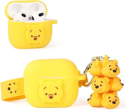 Case for AirPods 3rd Generation Earbuds with Doll Lanyard Carabiner, Silicone Cute Cover Protective Shockproof with Multiple Cartoon Styles of Design for AirPods 3 in Kuwait