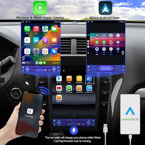 2+32G Android 13 Double Din Car Stereo for Ford Explorer 2011-2019 with 10.4 Inch Touchscreen Radio Built-in Wireless Carplay/Android Auto/GPS/Bluetooth/FM/AUX-in/Steering Wheel Controls/Backup Camera in Saudi Arabia