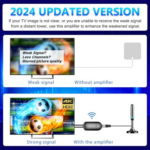 TV Antenna - Strong Magnetic Base Digital TV Antenna Indoor for Easy Installation, Long Range Reception TV Antenna for Local Channels, Easy Installation - 16.4 FT Coax HDTV Cable in Saudi Arabia