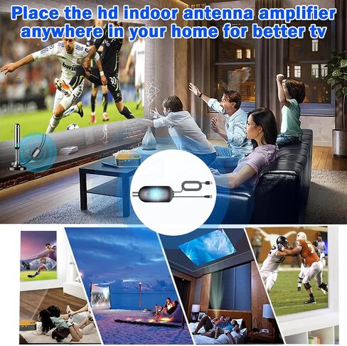 TV Antenna - Strong Magnetic Base Digital TV Antenna Indoor for Easy Installation, Long Range Reception TV Antenna for Local Channels, Easy Installation - 16.4 FT Coax HDTV Cable in Saudi Arabia