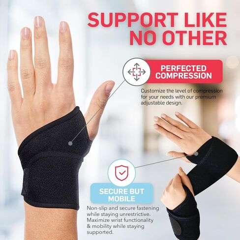 Dr. Arthritis Essentials Wrist Brace for Support & Pain Relief – Adjustable Wrist Wraps for Stability & Comfort – Ideal for Recovery, Work, Sports, and Everyday Use (Black Single) in Kuwait