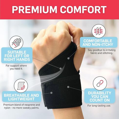 Dr. Arthritis Essentials Wrist Brace for Support & Pain Relief – Adjustable Wrist Wraps for Stability & Comfort – Ideal for Recovery, Work, Sports, and Everyday Use (Black Single) in Kuwait