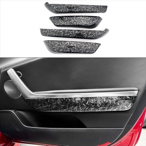 Carbon Fiber Pattern ABS Inner Door Armrest Panel Stripes Cover Trim Compatible with Kia Stinger 2020-2024 Accessories in Saudi Arabia