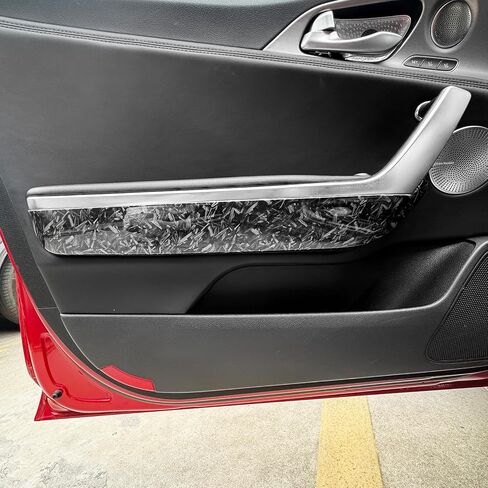 Carbon Fiber Pattern ABS Inner Door Armrest Panel Stripes Cover Trim Compatible with Kia Stinger 2020-2024 Accessories in Saudi Arabia