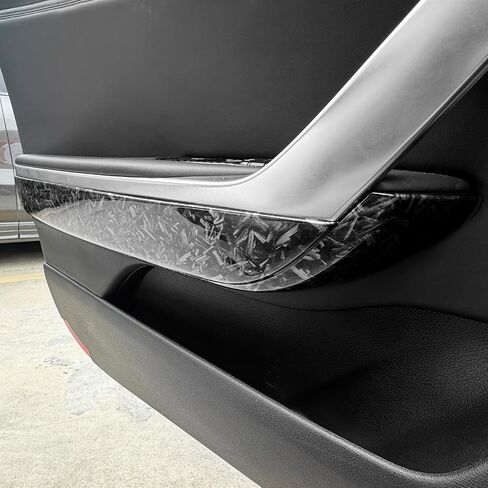 Carbon Fiber Pattern ABS Inner Door Armrest Panel Stripes Cover Trim Compatible with Kia Stinger 2020-2024 Accessories in Saudi Arabia