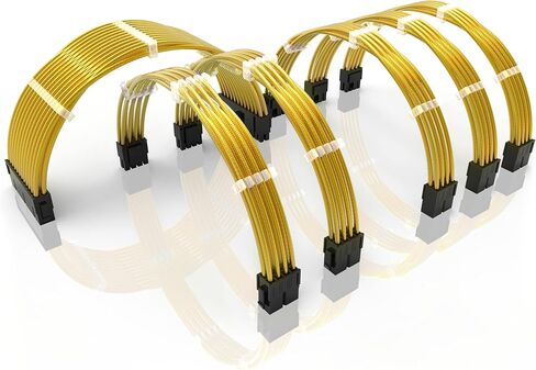 LINKUP - 30cm Super Soft and Flexible PSU Cable Extension Sleeved Custom Mod GPU PC Braided w/Comb Kit - Compatible with RTX3090┃1x24 P (20+4)┃2x8 P (4+4) CPU┃3x8 P (6+2) GPU Set┃300mm - BlackOrange in Kuwait