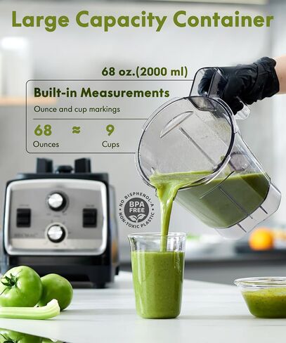 خلاط 3-Peak HP القوي، 3 برامج معدة مسبقًا، 68 أونصة. حاوية التنظيف الذاتي والمكبس الكلاسيكي - درجة احترافية للمنزل والتجاري، وخلط الأطعمة والمشروبات (بحد أقصى 2200 وات/1400 وات، 110 فولت) in Saudi Arabia