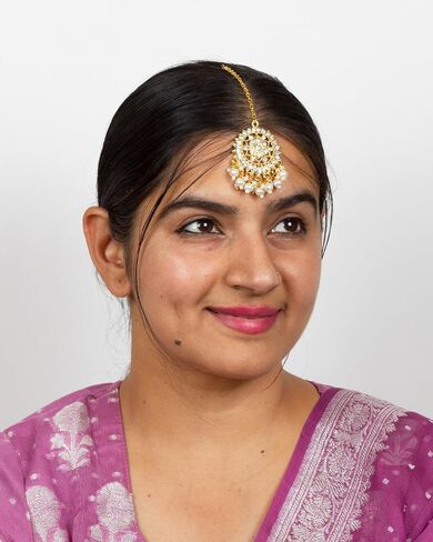Bindhani Indian Gold-Plated Pearl Drops Kundan Stone Hair Tikka For Women in Saudi Arabia