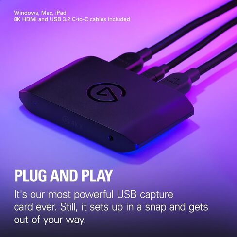 Elgato 4K S – External Capture Card for PS5, Xbox Series X/S, Switch 2, PC, Mac, iPad | 4K60, 1440p120, or 1080p240 Passthrough and Capture, HDR10, VRR, USB-C, Near-Zero Latency in Saudi Arabia