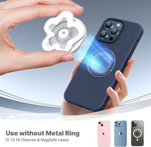 Clear Phone Grip with Expanding Kickstand, Cute Flower Design Collapsible Cell Phone Stand Holder Compatible with Kindle, Smartphone Tablet Cell Phone Accessory (Adhesive Type, White) in Saudi Arabia